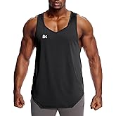 BROKIG Mens Irregular Gym Workout Stringer Tanks, Bodybuilding Athletic Training Tank Top UPF 40+ Muscle Tank Sleeveless