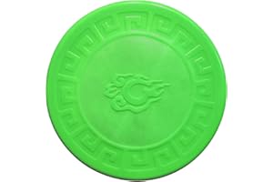 AIYGOUWU Dog Flying Disc,Interactive Rubber Flyer Dog Toys,Put Cloth in Middle for Durability,Glow at Night,9 inch for Medium/Large Dogs.(Green)
