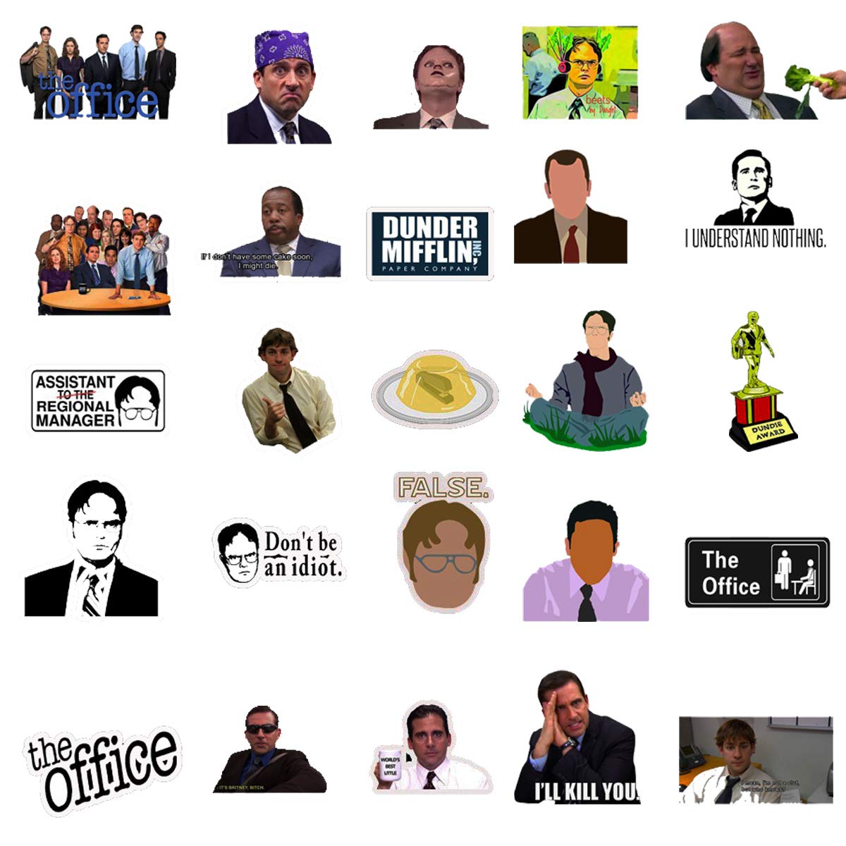 The Office Stickers for Laptops Water Bottle (50-Pack) Aesthetic Waterproof Vinyl Funny Stickers for Computers Hydro Flasks