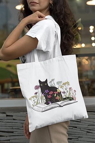 Canvas Book Tote Bag for Women, Book Lover Gifts, Reusable Grocery