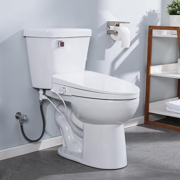 IYTATA ELECTRIC BIDET TOILET SEAT, ELONGATED, WARM WATER WITH AIR DRYER, HEATED SEAT AND SLOW CLOSE LID, FRONT AND REAR WASH, LED NIGHTLIGHT, WIRELESS REMOTE, WHITE, 101