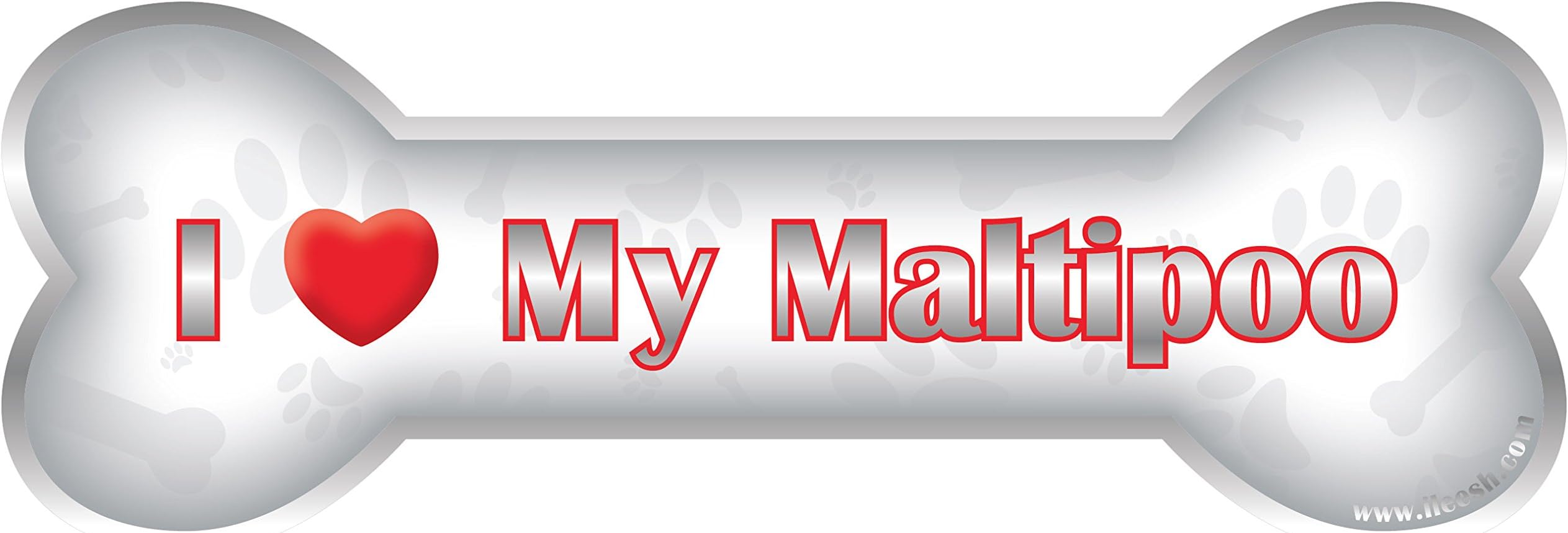 iLeesh i Love My Maltipoo Bone Car Magnet, Reflective Chrome