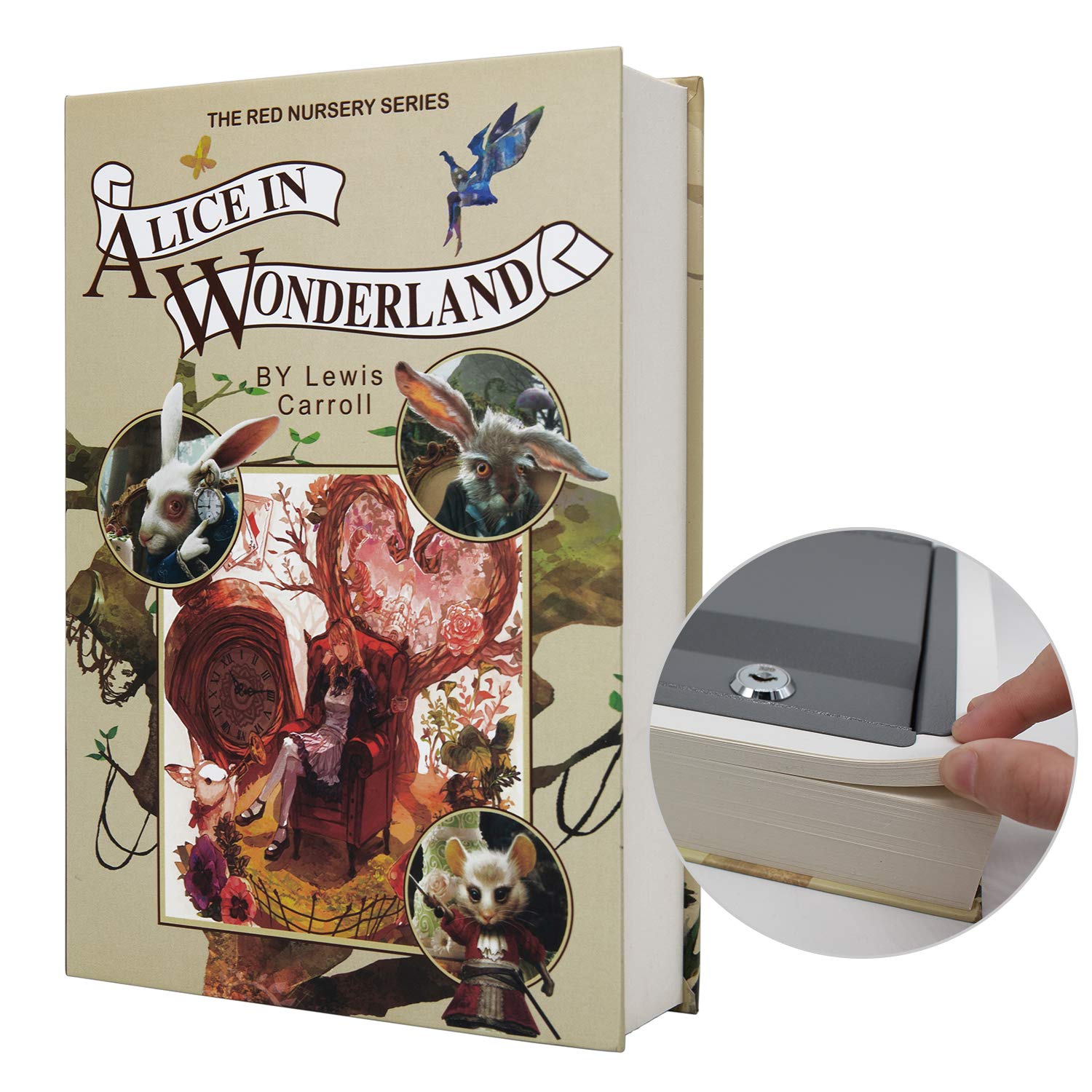 Genuine Paper Transfer Book Safe for Jewellery, and , Hollow with Hidden Compartment, Key and Combination Lock (Keys, Alice)