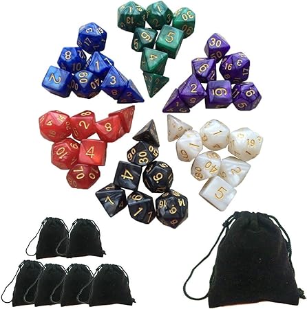Amazon Sulyss 多面体ダイス Trpgダイス 6色 7個セット 高品質読みやすい ボードゲーム カードゲーム用 7個収納袋付き ダイス サイコロ おもちゃ