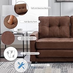 ERYE 3 Fold Upholstered Tufted Futon Sofa Bed