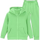 KIDMAU Girls Boys 2 Piece Tracksuit Athletic Sweatsuit Zip Up Hoodie Sweatshirt and Jogger Pants with Pocket Kids Sport Set