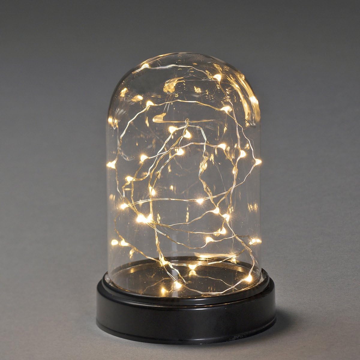 Konstsmide Dome Jar Decorative Lamp/Battery Lamp/LED Decorative Small Glass Effect Dome with Silver Wire/6H Timer/30 Amber White Diodes/Battery Operated 3AA (Not Included)/Indoor Use/Silver Wire - Image 3