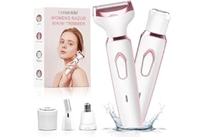 Electric Razor - Shaver for Women, Uythumidid Painless Body Hair Trimmer and Facial Hair Removal Kit, USB Rechargeable Ladies Bikini Trimmer for Face Arm Leg Bikini Underarm, Portable (White)