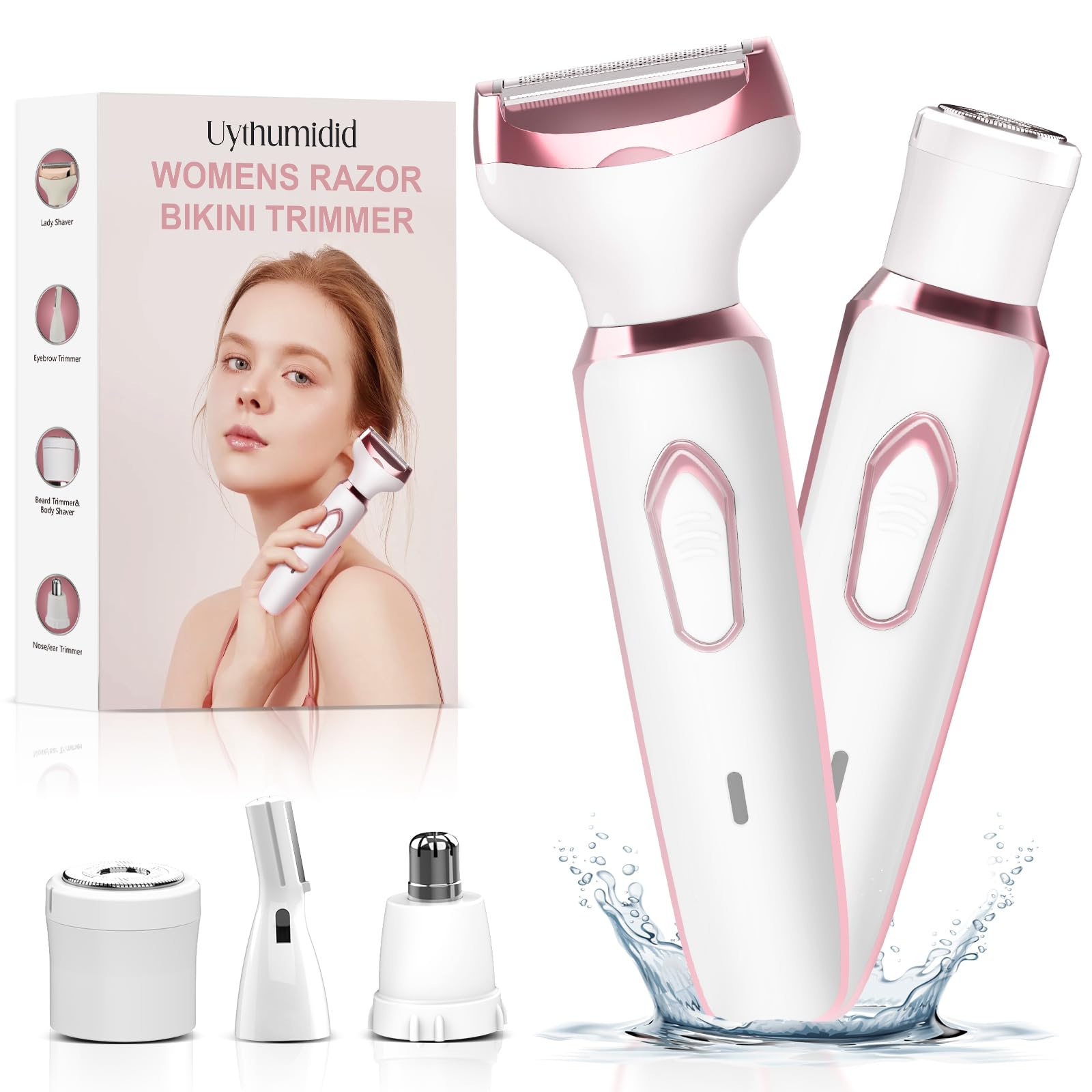 Photo 1 of Electric Razor - Shaver for Women, Uythumidid Painless Body Hair Trimmer and Facial Hair Removal Kit, USB Rechargeable Ladies Bikini Trimmer for Face Arm Leg Bikini Underarm, Portable (White)