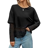 Tankaneo Womens Lace Long Sleeve Crop Top 2025 Crewneck Mesh T Shirts Casual Trendy Tops
