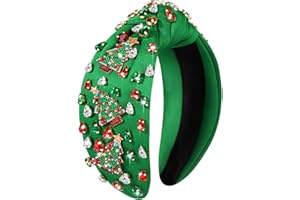 YAHPERN Christmas Headband for Women Christmas Accessories Xmas Bow Tree Snowflake Knotted Headband Crystal Top Knot Headband