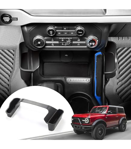 Mabett Bandeja Organizadora De Consola Para Accesorios Bronco, Caja De Almacenamiento Para Reposabrazos, Compatible Con Bronco 2021, 2022, 2023, 2024, 2/4 Puertas Con Alfombrilla Antideslizante, Color