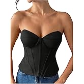 Floerns Women's Strapless Corset Tops Sleeveless Bandeau Going Out Tube Tops