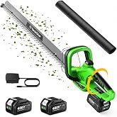 TaskStar 22" Hedge Trimmer Cordless with Debris Remover, Rotatable Handle | Dual-Action SK5 Blade 20V Electric Bush Trimmer, All-Around Trimming, 2x4.0Ah Rechargeable Battery Hedge Clippers for Shrub