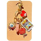 LOVE & PROTECTION, THE LOVERS Tarot Card & The Eye Charm, Women's Handbag Charms, Natural Rose Quartz Crystal Keychains, Chunky Purse Charms, Wife Gift, Anniversary, Christmas Gifts