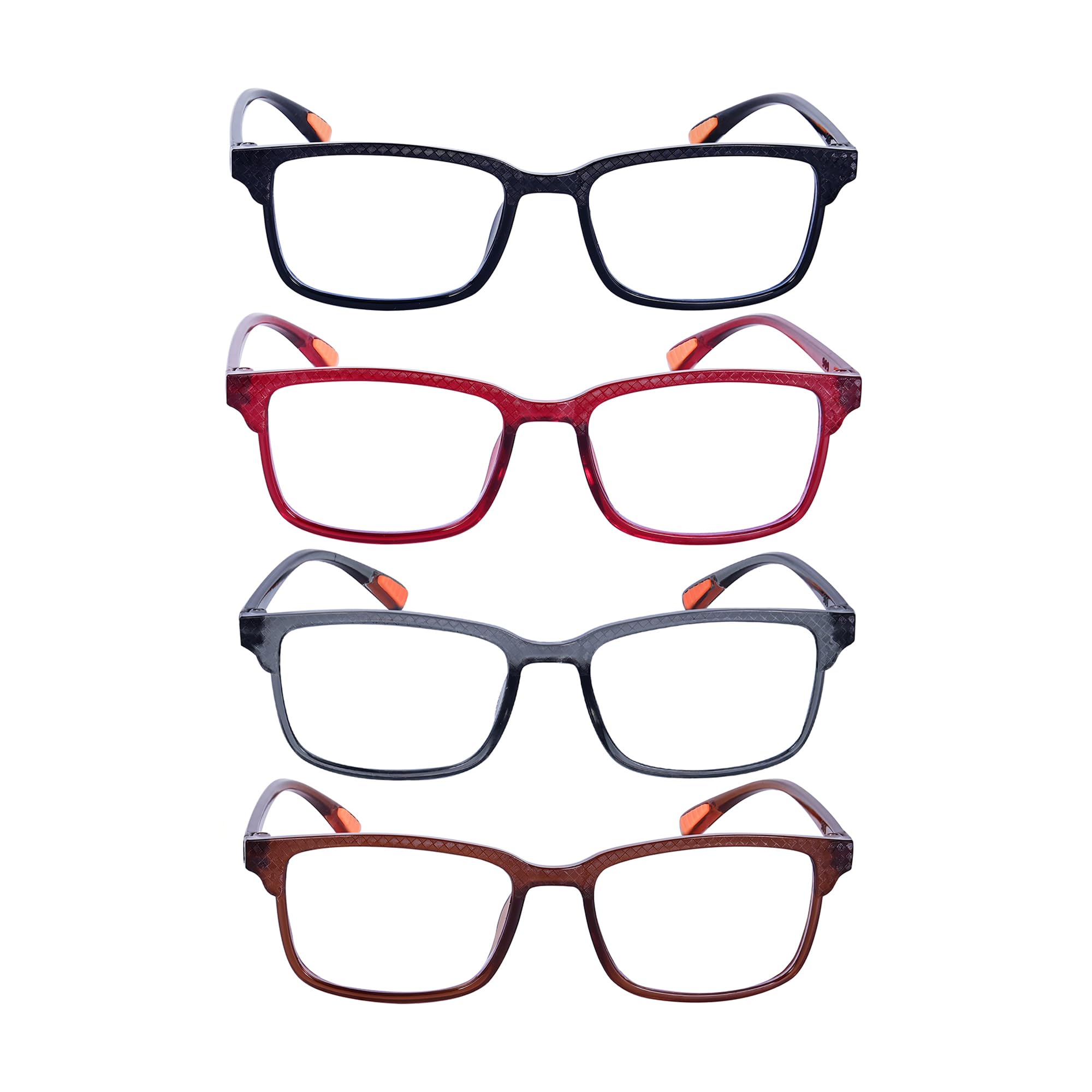 JoXiGo 4Pack Reading Glasses Mens Womens+ Glasses Strap,4colors+3.0