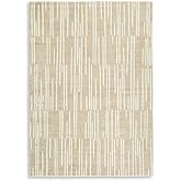 Signature Design by Ashley Ardenville Modern Indoor Washable Striped 5 x 7 Rug with Non Slip Backing, Light Brown & White