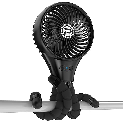 KITWLEMEN Baby Stroller Fan, Oscillating Clip on Fan with tripods, 11Hour Battery Operated Small Portable for Crib Treadmill Car Seat Travel