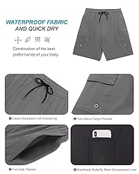 SILKWORLD Mens Swim Trunks with Compression Liner