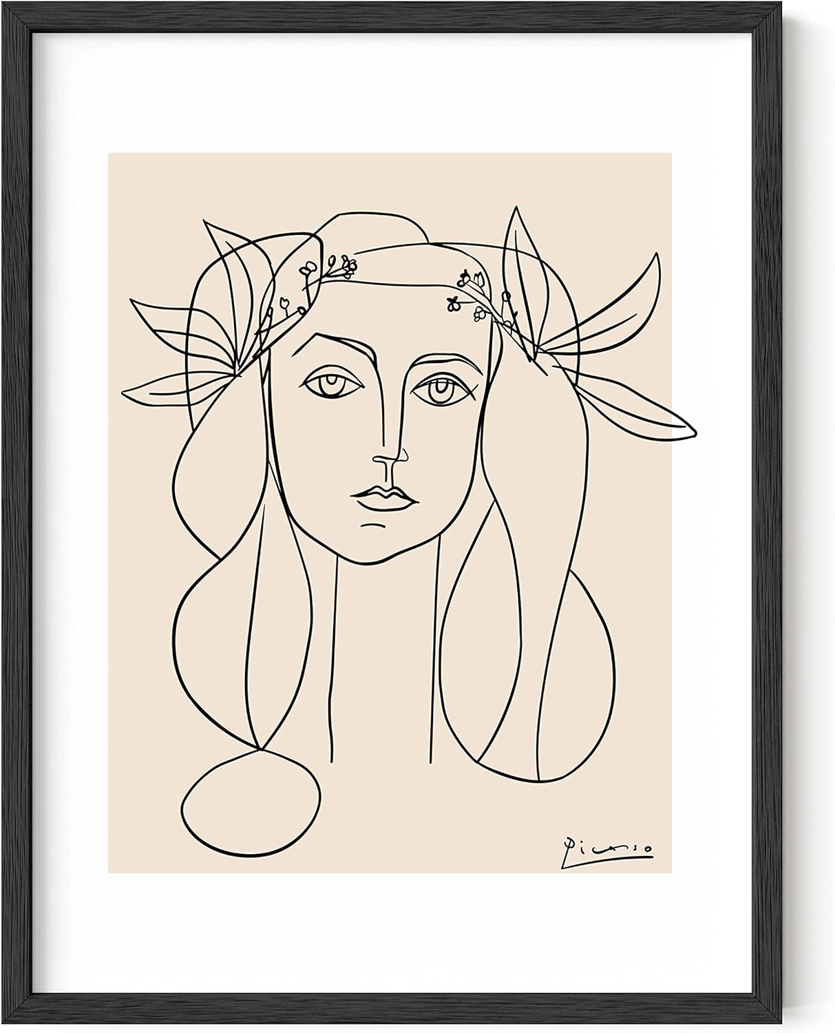 Wall Décor - HAUS AND HUES Picasso Line Drawing Abstract Woman Wall Art - Line Art Pablo Picasso Artwork | Minimalistic Wall Art Print Picasso Aesthetic Line Art Woman Face Picasso (Unframed - 12x16)