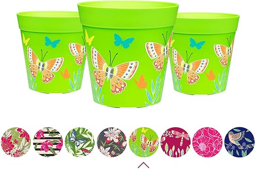 Hum Flowerpots Kleine Blumentöpfe, 3er-Set, bunte Kräuterpflanzgefäße