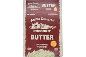 Amish Country Popcorn | Old Fashioned Microwave Popcorn | 10 Bags Ladyfinger Butter | Non-GMO, Gluten Free, Microwaveable and Kosher (10 Bags)