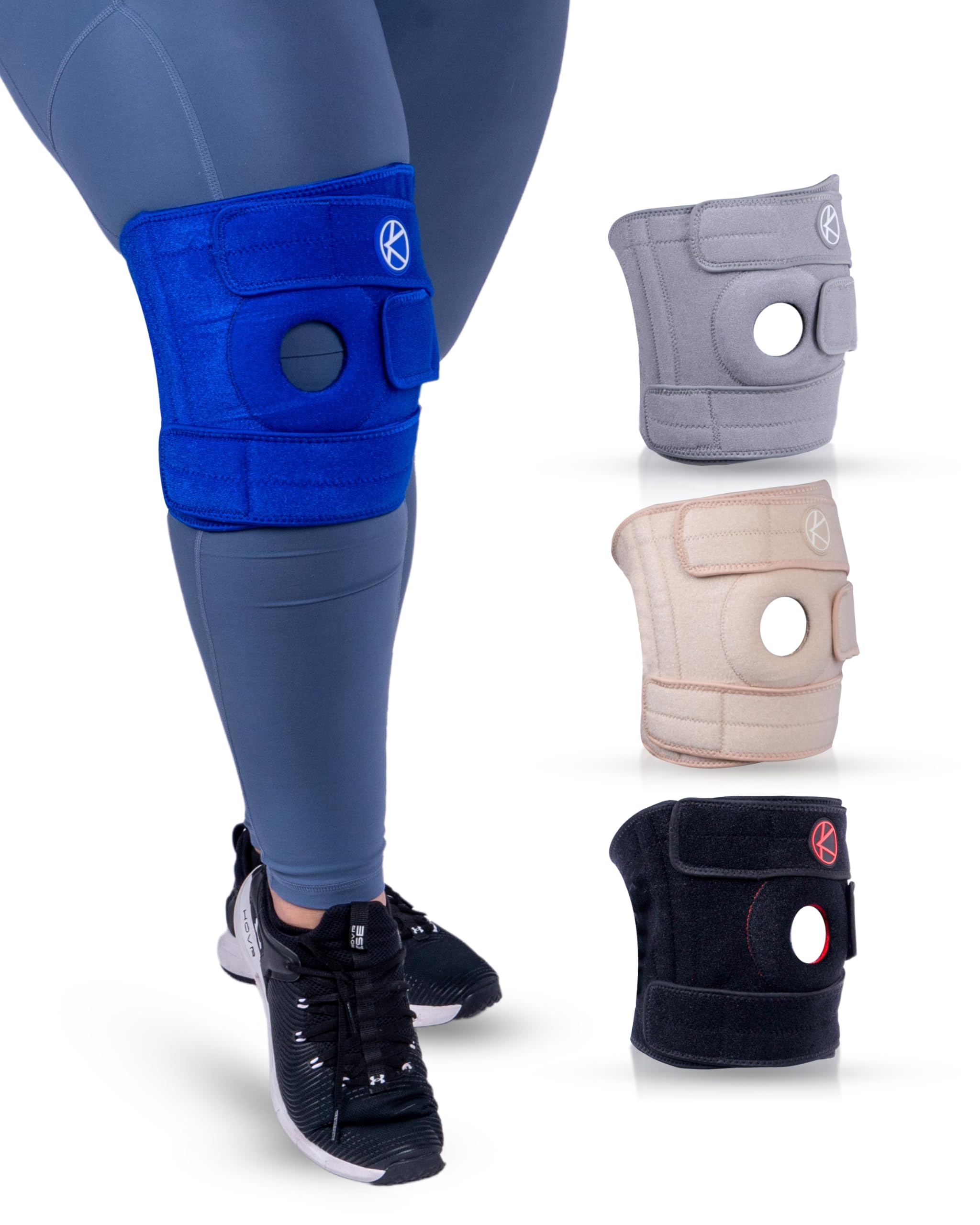 Photo 1 of KARM Plus Size Knee Brace for Women & Men Plus Size - Adjustable Knee Support Brace for Meniscus Tear, Arthritis Pain, Compression with Side Stabilizers - Obese People (4XL/5XL/6XL Blue)