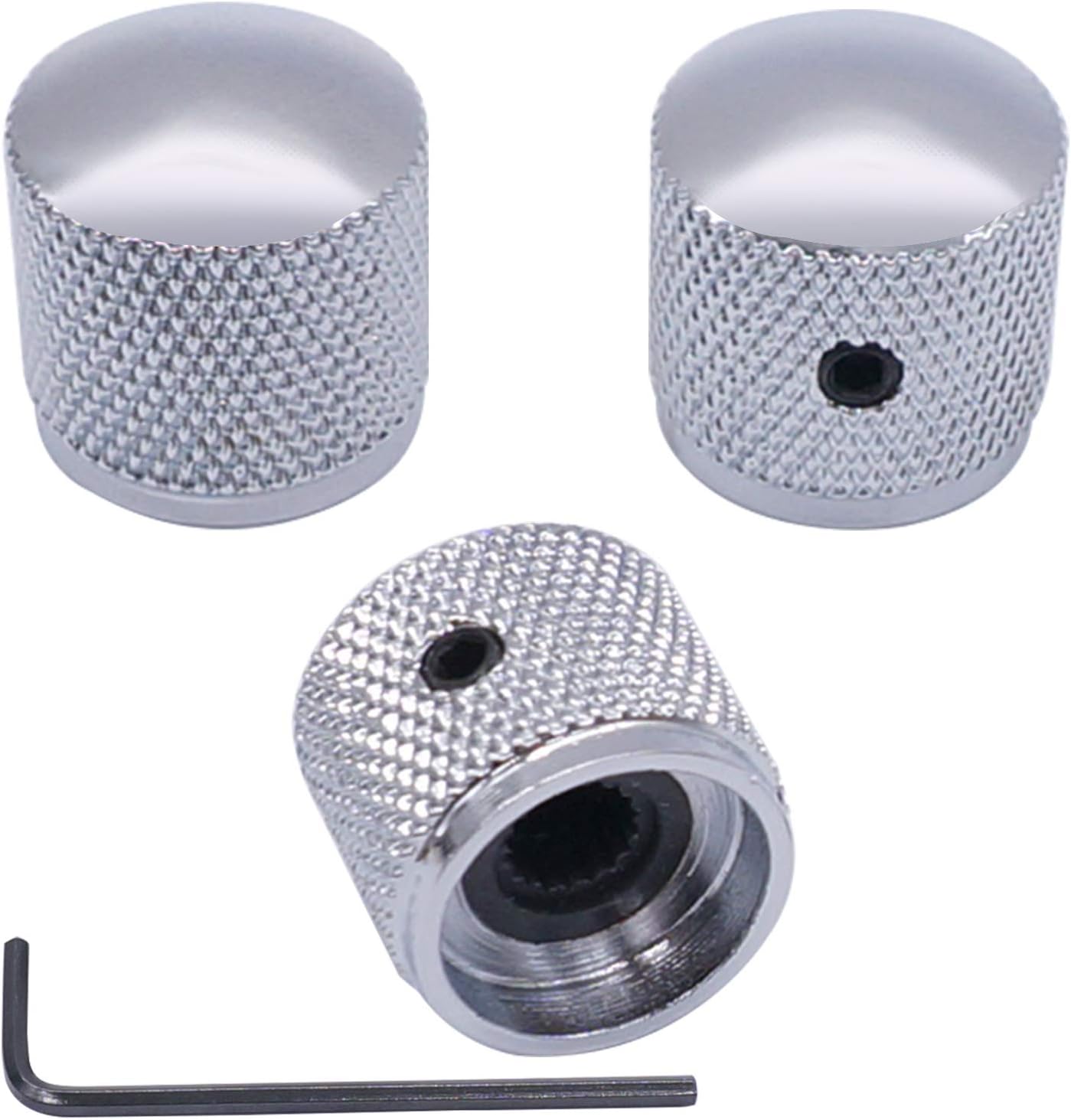 Taiss/3pcs Silver Metal Dome Knobs Electric Guitar Volume