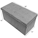 Sorbus Storage Ottoman Bench – Collapsible/Folding Bench Chest with Cover – Perfect Toy and Shoe Chest, Hope Chest, Pouffe Ottoman, Seat, Foot Rest, – Contemporary Faux Suede (Medium-Bench, Gray)