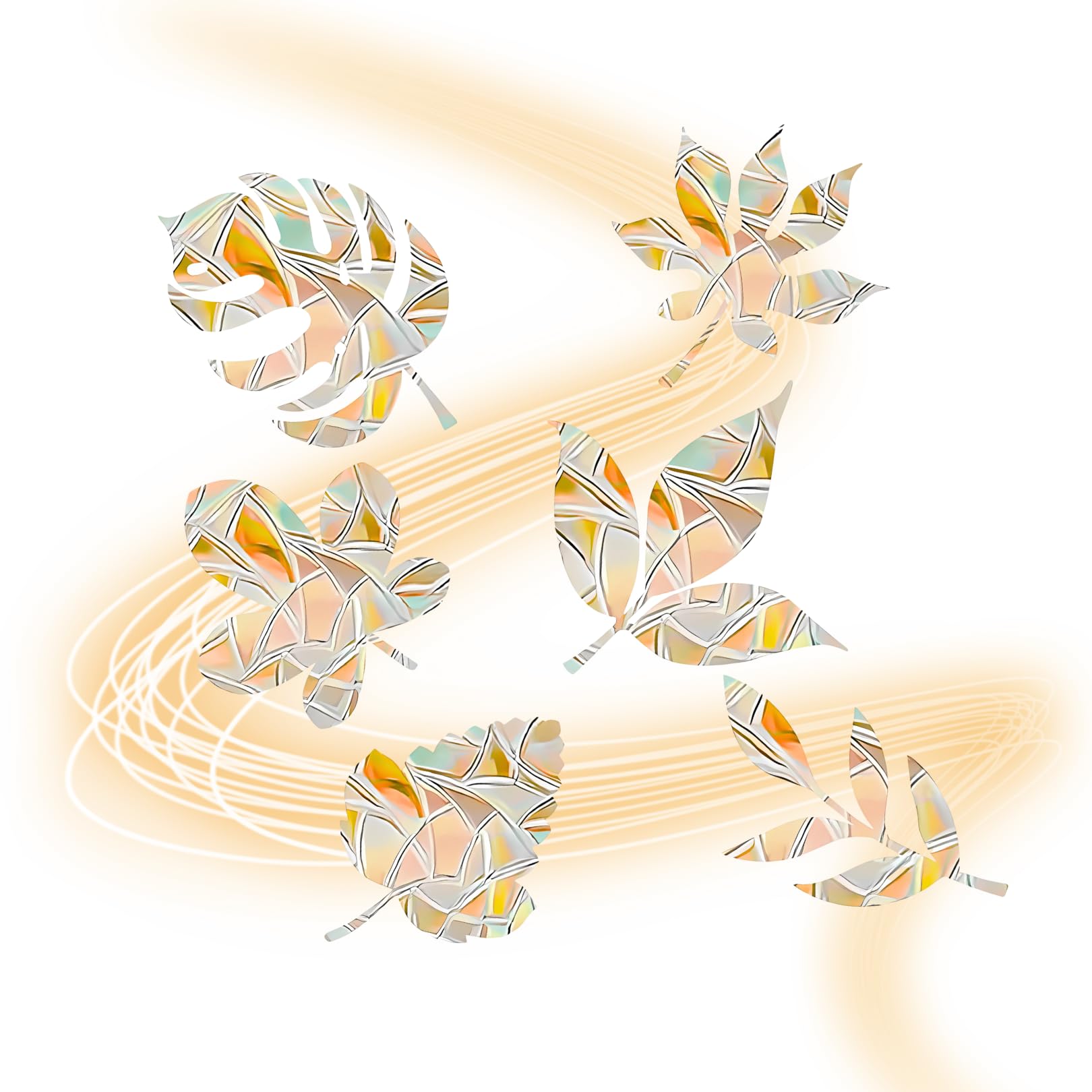 HNTR® Anti-Collision Bird Deterrent Window Stickers for Glass | 18 Holographic Leaf Clings | Window Stickers to Deter Birds | Decorative Rainbow Reflection Vinyl Decals for Windows, Doors & Mirrors