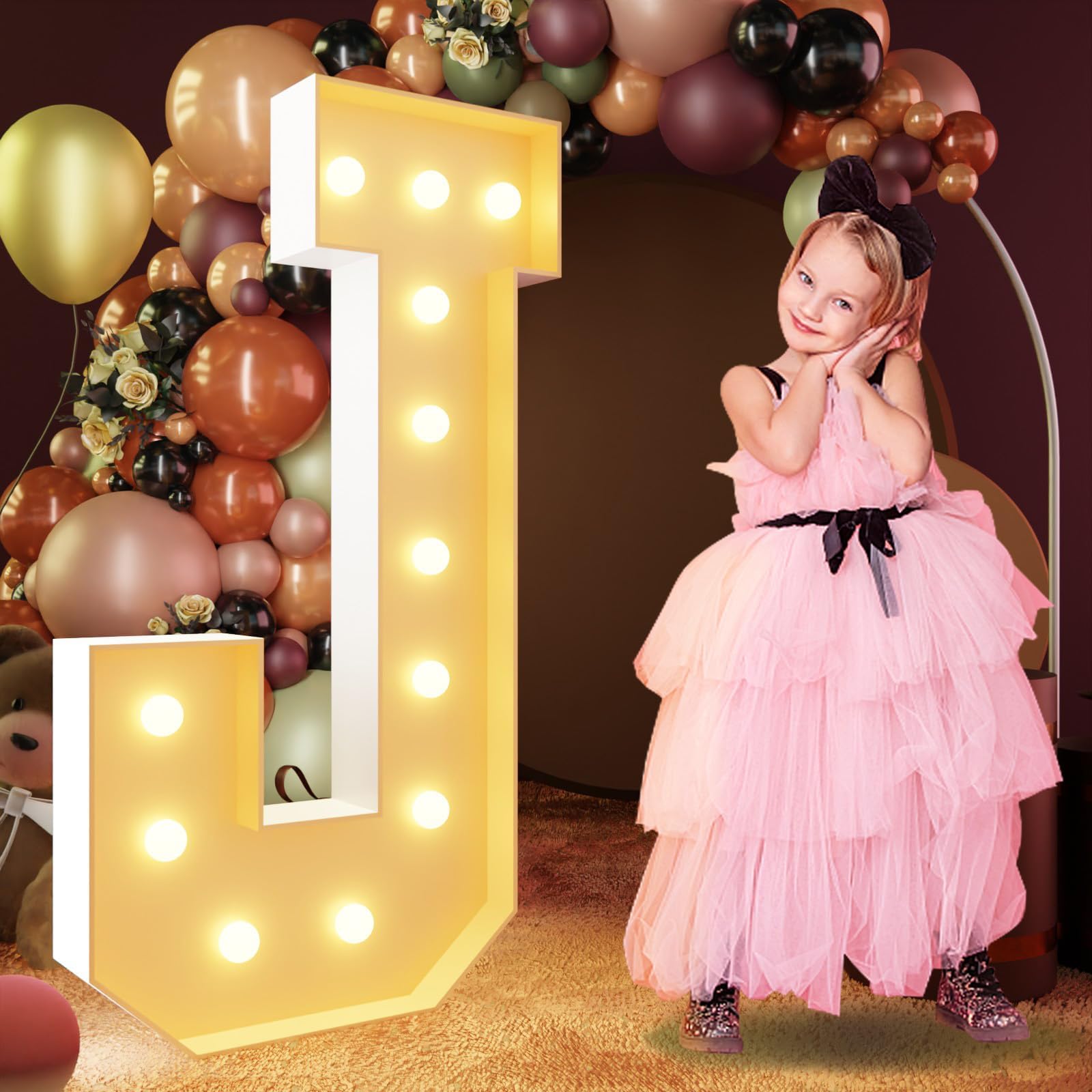 Photo 1 of imprsv 4FT Marquee Letters Large Light Up Letters for Birthday Party Decor Wedding Decorations, Marquee J for Party Decoration, Large Signs Arch Kit Decorations