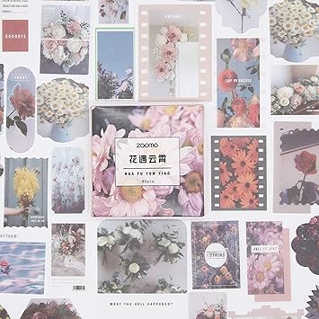 Amazon Tnyker シール フレークシール 手帳 デコ 風景 写真 フレーク ステッカー 西洋絵画 素材 スケジュール ノート アルバム 手紙 カレンダー おしゃれ かわいい 80枚セット 花のハーモニー シール ステッカー 文房具 オフィス用品