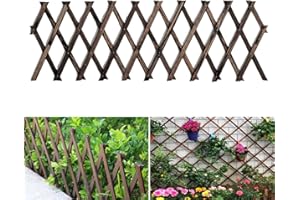 BOUNMER Expandable Garden Trellis, Wooden Lattice Wall Fence Trellis for Climbing Plants Ivy Vine Rose Clematis 13" x 68" for Outdoor Garden Patio Room Decor (1)