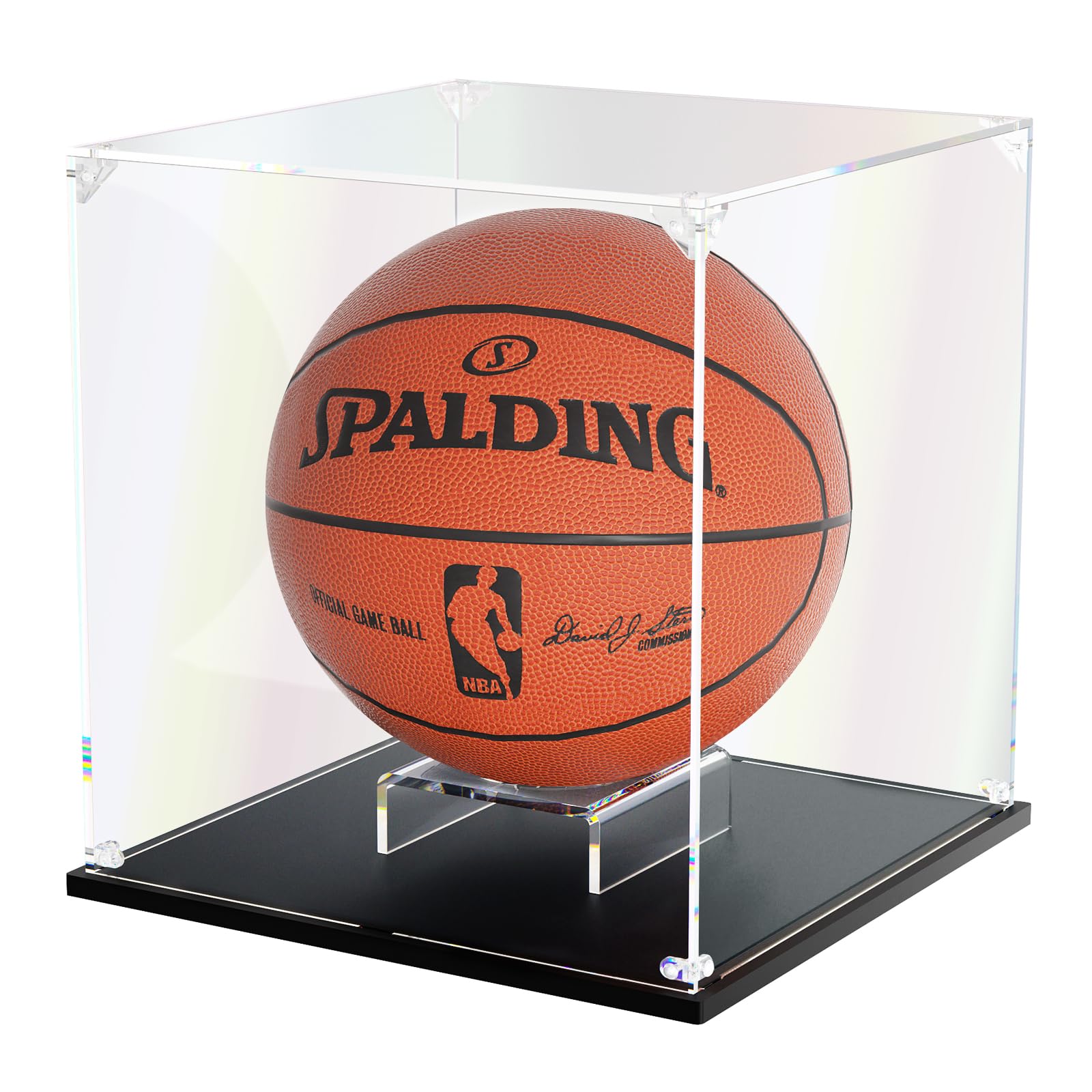Photo 1 of KOLIPI Basketball Display Case, Clear Acrylic Display Box for Full Size Basketball, Stand for Autographed Ball Showcasing, Watch The Video to Assemble (10.6x10.6x11.8 inch, 27x27x30 cm)