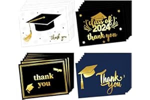 FANCY LAND 2024 Graduation Thank You Cards with Envelopes 24 Pack Gold Foil Notes Thank You Notes Congrats Grads Friends Family Party Supply