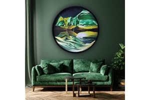 Mtadmai Moving Sand Art, 3D Sand Art Pictures Deep Sea Sandscape Living Room Decoration, 360° Rotate, Glass Crafts Solid Wood Frame, Relaxing Mood Home Office Work Wall Art Decor