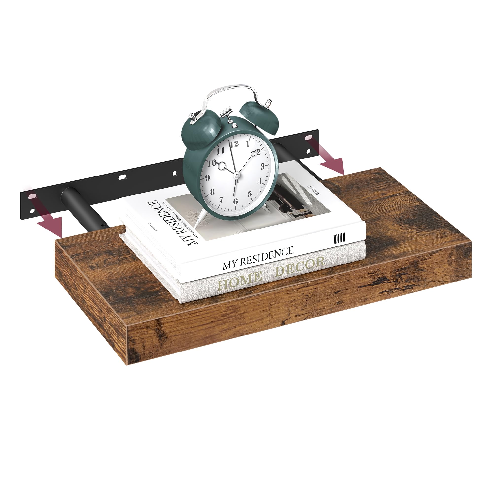 VASAGLE Wall Shelf, Floating Shelf, 20 x 40 x 3.8 cm, Wall Shelf for Photo Frames, Decoration, for Living Room, Study, Kitchen, Rustic Brown LWS24BX