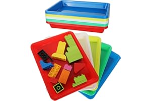 DIRBUY 15 Pack Plastic Trays for Kids Arts and Crafts, 11 x 8 inch Multicolor Plastic Tray, Activity Tray for DIY Projects, Painting, Beads, Organizing Teacher Supply, Home, Classroom School
