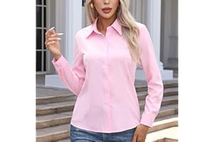 Button Down Shirts for Women Long Sleeve Dress Shirts Wrinkle Free Collared Work Office Solid Blouses Corset Tops