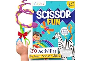 Funcils Toddler Scissor Skills - Art Supplies & Crafts Kit for Kids, Safety Scissors, Fine Motor Toys, Montessori Gifts for Boys & Girls Ages 3, 4, 5, 6, 7 Year Old, Preschool Learning Activity Books