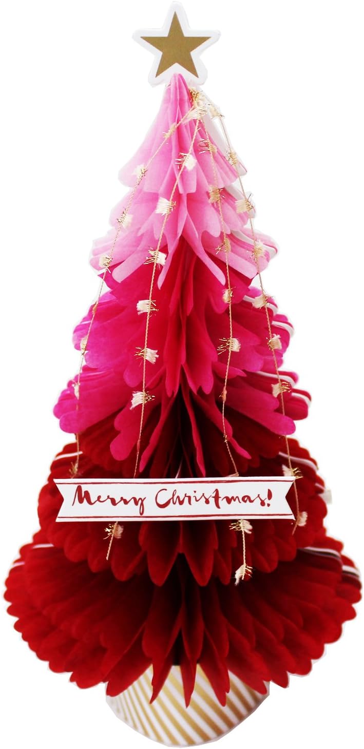 Amazon Com Red Christmas Tree Honeycomb Pop Up Greeting Card Office Products