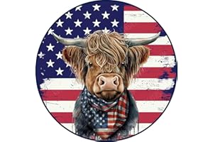 Meothan Patriotic Diamond Art Kit for Adult Independence Day Highland Cow Diamond Painting Kits for Adult Beginners Full Drill Round Diamond Art Painting Kits for Home Wall Decor 13.8x13.8in