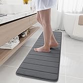Buganda Memory Foam Bath Mat, 59" x 17", Ultra Soft and Non-Slip Bathroom Rugs, Water Absorbent and Machine Washable Bath Rug Runner for Bathroom, Shower, and Tub, Grey