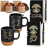 FillTouch Christian Gift Pastor Man of God Religious Gift Bible Verse A6 Prayer Journal with Pen Coffee Mug 15oz & Scented Candle for Dad Husband Church Member Coworker(2 Set,God)