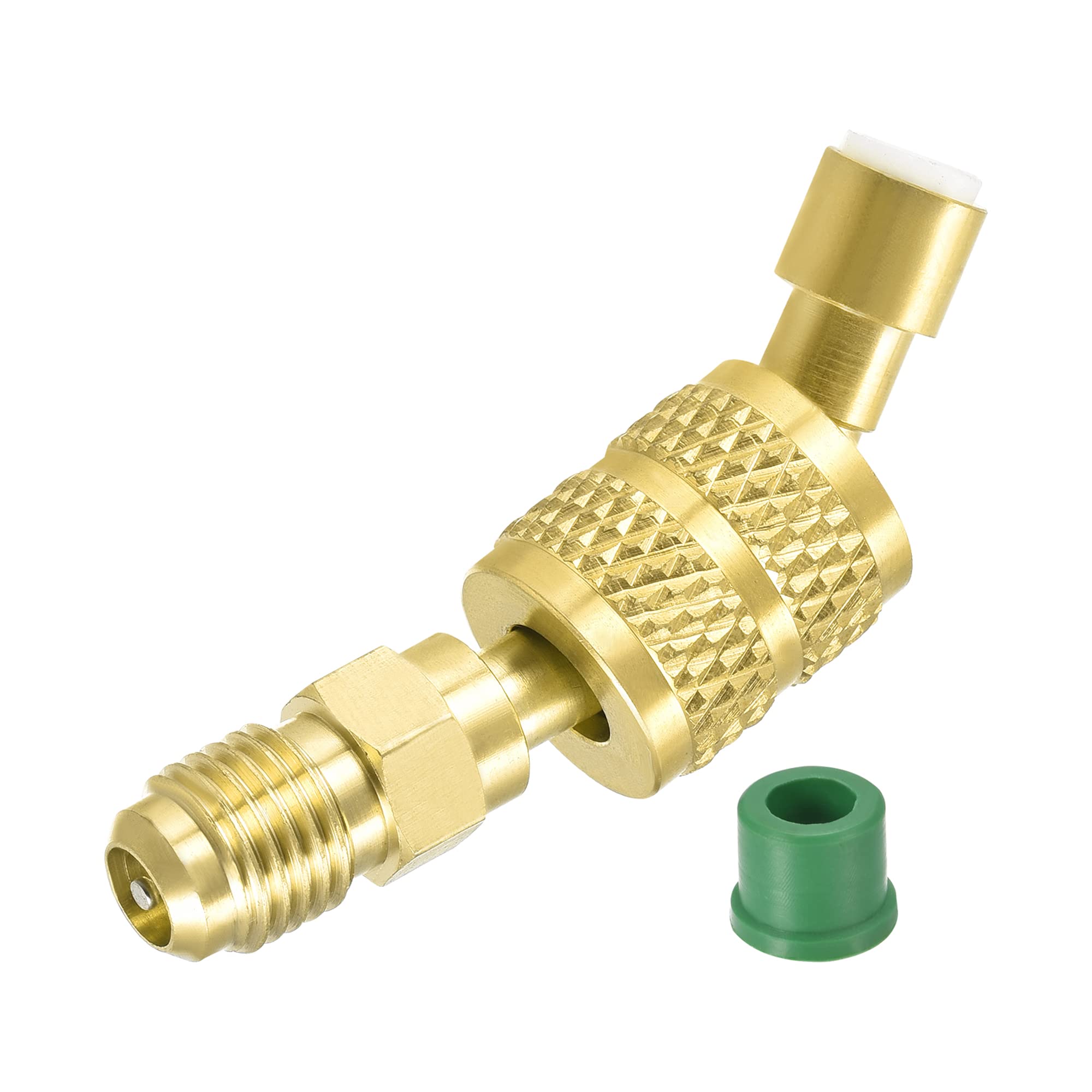 M METERXITY Mini Split Hose Adapter - Brass Fittings Adapter, Tight Connection, Apply to Air Conditioner, (1/4SAE Male to 5/16SAE Female, Yellow)