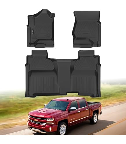 SMARTLINER Tappetini Auto In Gomma 2 File, Su Misura Per Chevy Silverado/GMC Sierra 1500 (2014-2018) E 2500/3500 HD (2015-2019), Nero - 2