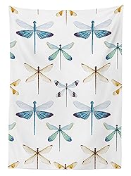 Ambesonne Dragonfly Tablecloth, Group of Regularly