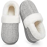 ATHMILE House Slippers for Women Memory Foam Closed Back House Shoes Outdoor Indoor Bedroom Slippers Chenille Knit Fleece Fuzzy Comfy Cozy
