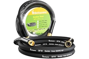 Beitopamz Short Garden Hose 10 ft x 5/8 in Male to Female Heavy Duty Small Water Hose Extend Connector, Lightweight Rubber Hybrid Leader Hose, Leak-Free Connections, BT10B, Black