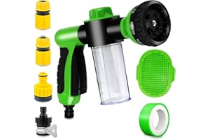GANCIU Dog Washing Hose Attachment with Soap & Shampoo Dispenser, 8-Way Spray Modes Dog Wash attachment, Garden Hose Nozzle Sprayer for Watering Plants, Lawn, Patio, Car Wash, Showering Pet Outdoor
